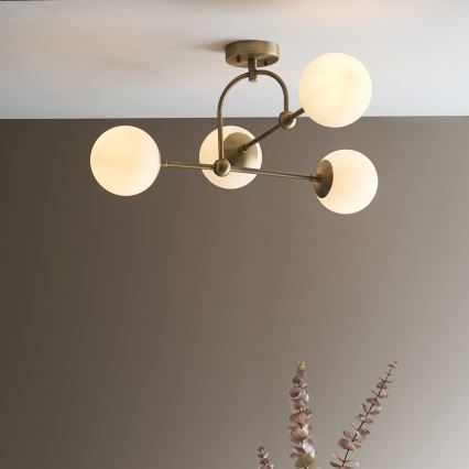 Endon 90843 - Lustre plafonnier ONTARIO 4xE14/7W/230V, finition laiton