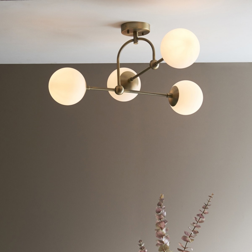 Endon 90843 - Lustre plafonnier ONTARIO 4xE14/7W/230V, finition laiton
