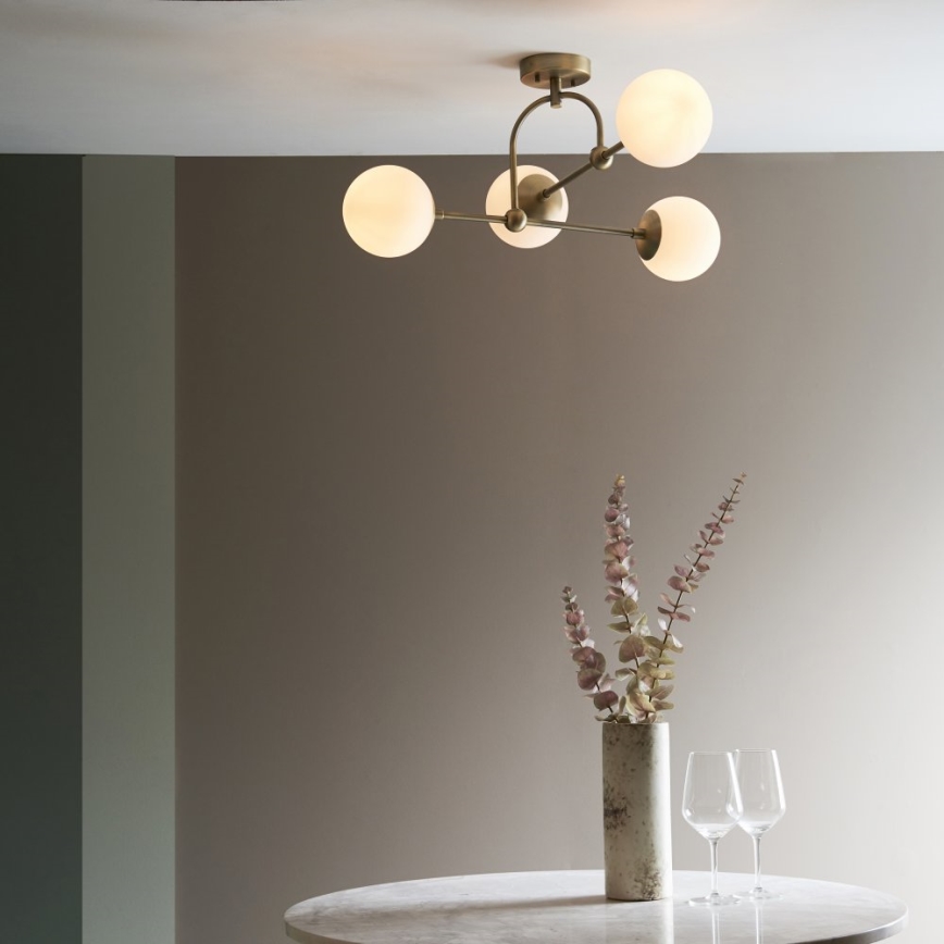 Endon 90843 - Lustre plafonnier ONTARIO 4xE14/7W/230V, finition laiton