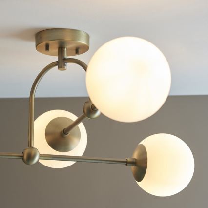 Endon 90843 - Lustre plafonnier ONTARIO 4xE14/7W/230V, finition laiton