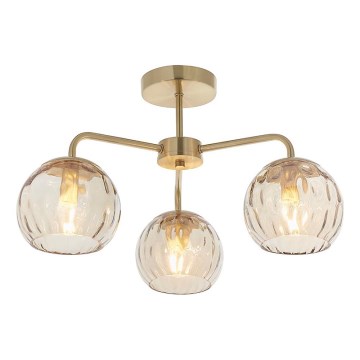 Endon 91968 - Lustre plafonnier DIMPLE 3xE14/25W/230V doré/beige fumé