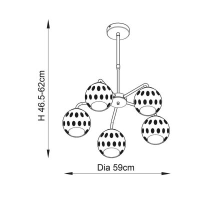 Endon 91969 - Lustre sur tige DIMPLE 5xE14/25W/230V doré