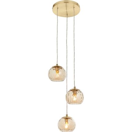 Endon 91971 - Suspension sur câble DIMPLE 3xE14/25W/230V doré/beige fumé