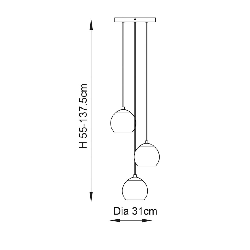 Endon 91971 - Suspension sur câble DIMPLE 3xE14/25W/230V doré/beige fumé