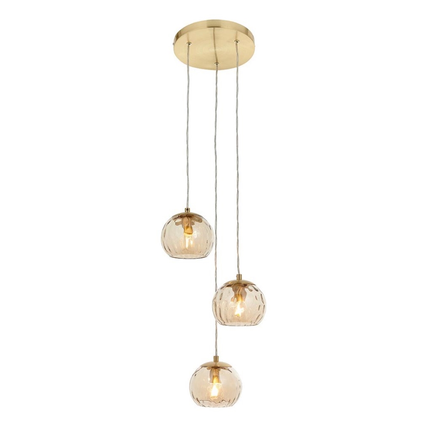 Endon 91971 - Suspension sur câble DIMPLE 3xE14/7W/230V doré/beige fumé