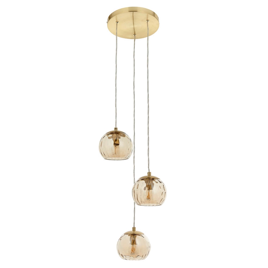 Endon 91971 - Suspension sur câble DIMPLE 3xE14/7W/230V doré/beige fumé