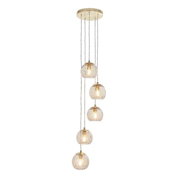 Endon 91972 - Suspension sur câble DIMPLE 5xE14/7W/230V doré/beige fumé