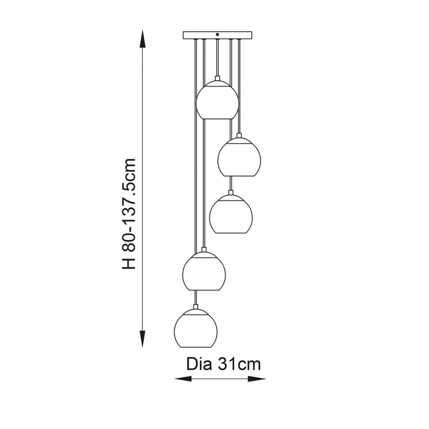 Endon 91972 - Suspension sur câble DIMPLE 5xE14/7W/230V doré/beige fumé