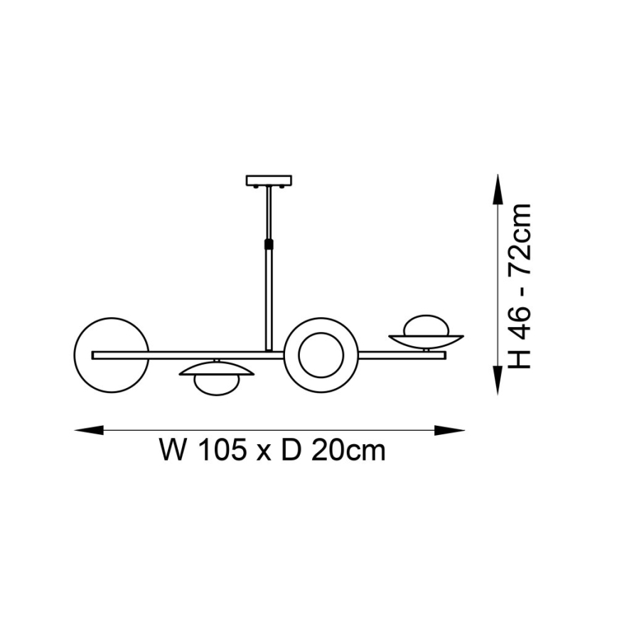 Endon 92036 - Suspension sur câble RUFFLE 4xG9/3W/230V laiton/noir