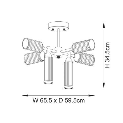 Endon 92213 - Lustre sur tige 6xG9/3W/230V laiton
