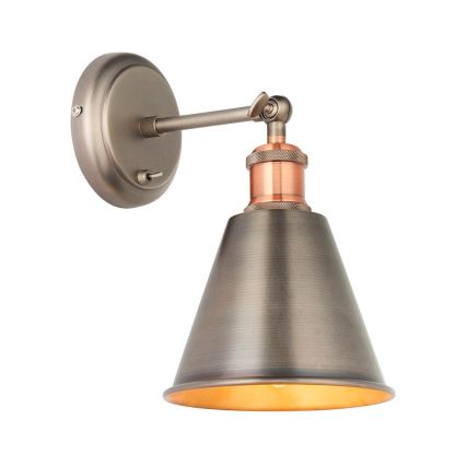Endon 92866 - Spot mural HAL 1xE27/10W/230V, chrome mat/cuivre