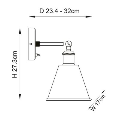 Endon 92866 - Spot mural HAL 1xE27/10W/230V, chrome mat/cuivre