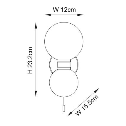 Endon 93523 - Applique murale pour salle de bains PULSA 2xG9/3W/230V IP44 noir/blanc