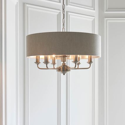 Endon 94357 - Suspension à chaîne HIGHCLERE 6xE14/40W/230V Ø 55 cm beige/chrome mat