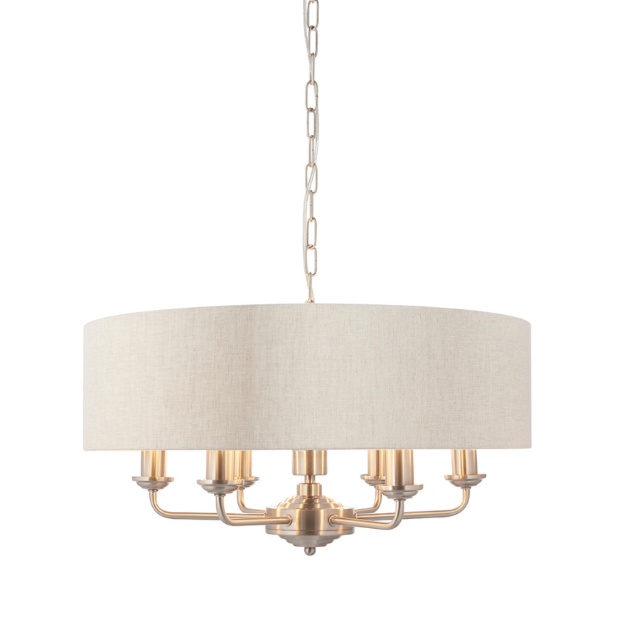 Endon 94357 - Suspension à chaîne HIGHCLERE 6xE14/40W/230V Ø 55 cm beige/chrome mat