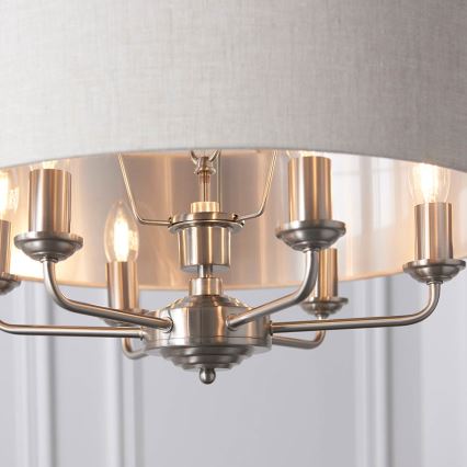 Endon 94357 - Suspension à chaîne HIGHCLERE 6xE14/40W/230V Ø 55 cm beige/chrome mat