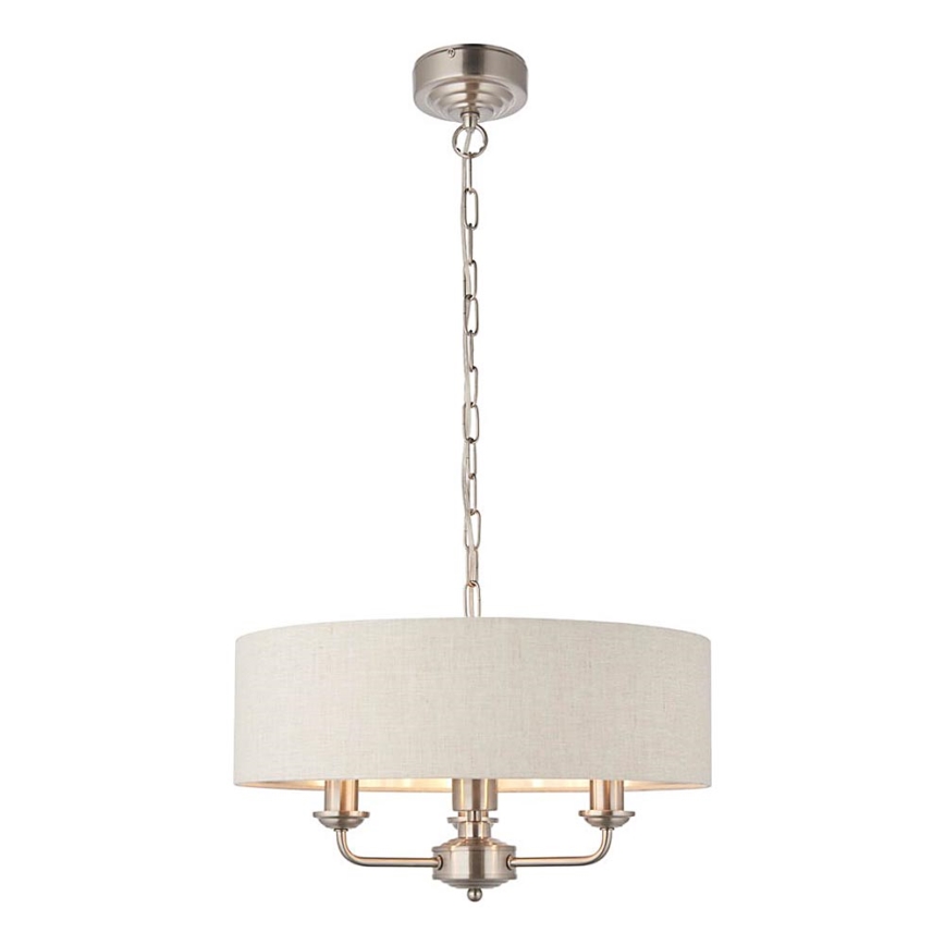 Endon 94361 - Suspension chaîne HIGHCLERE 3xE14/40W/230V beige/chrome mat