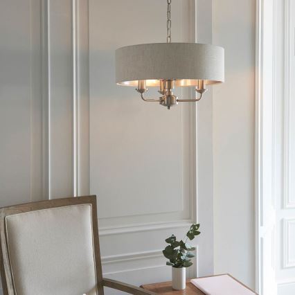 Endon 94361 - Suspension chaîne HIGHCLERE 3xE14/40W/230V beige/chrome mat