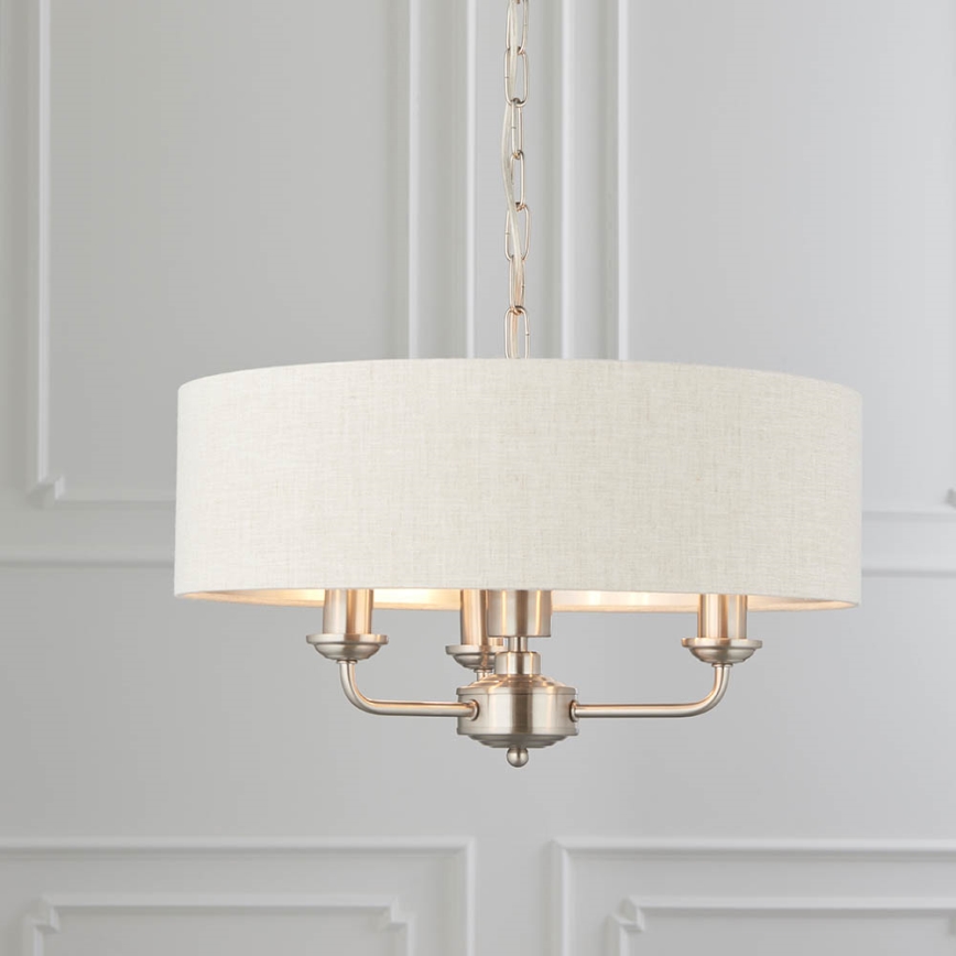 Endon 94361 - Suspension chaîne HIGHCLERE 3xE14/40W/230V beige/chrome mat