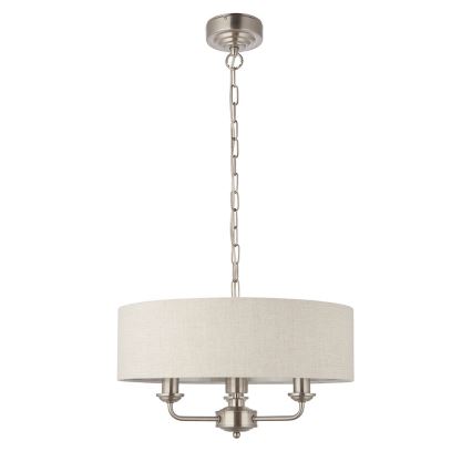 Endon 94361 - Suspension chaîne HIGHCLERE 3xE14/40W/230V beige/chrome mat