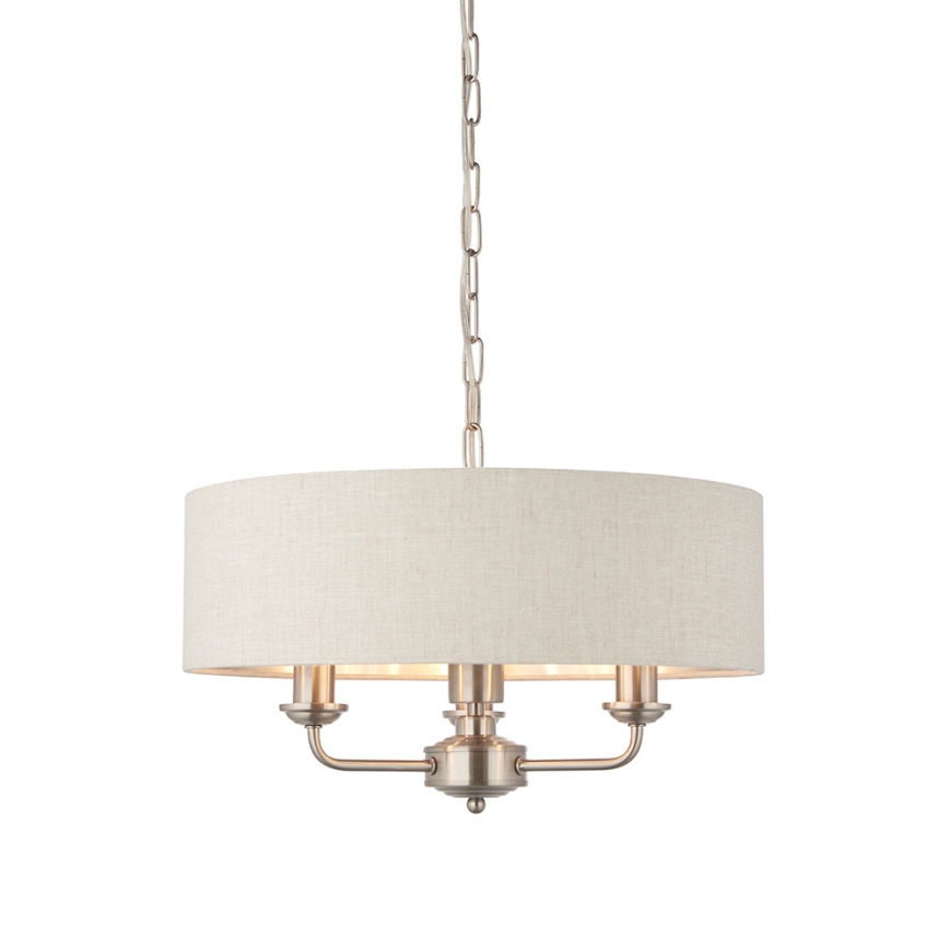 Endon 94361 - Suspension chaîne HIGHCLERE 3xE14/40W/230V beige/chrome mat