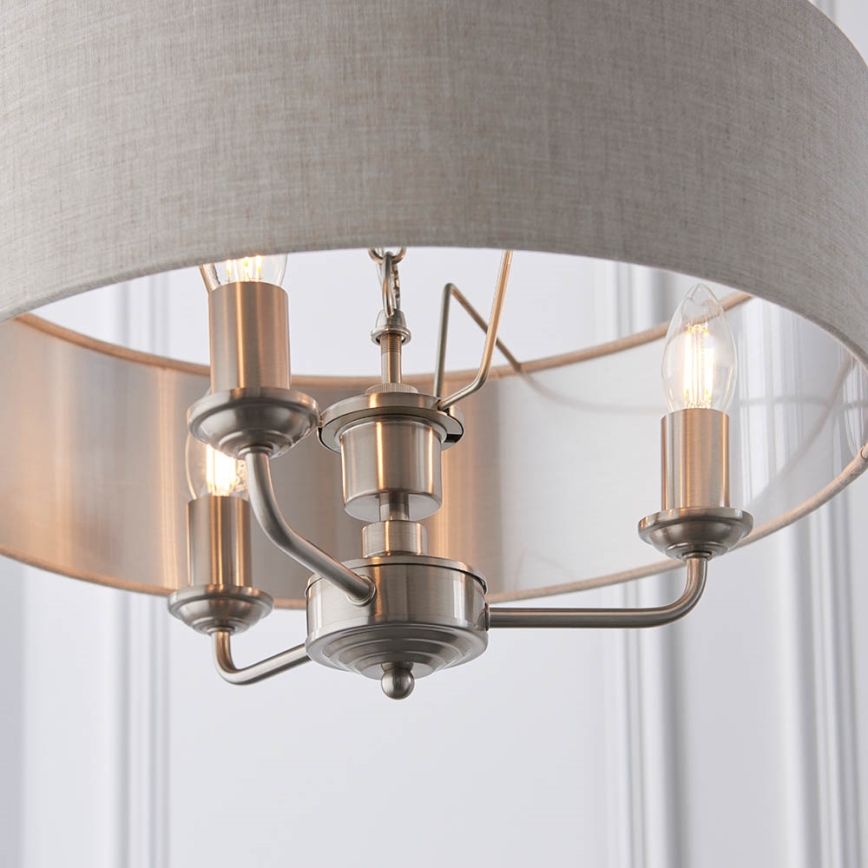 Endon 94361 - Suspension chaîne HIGHCLERE 3xE14/40W/230V beige/chrome mat