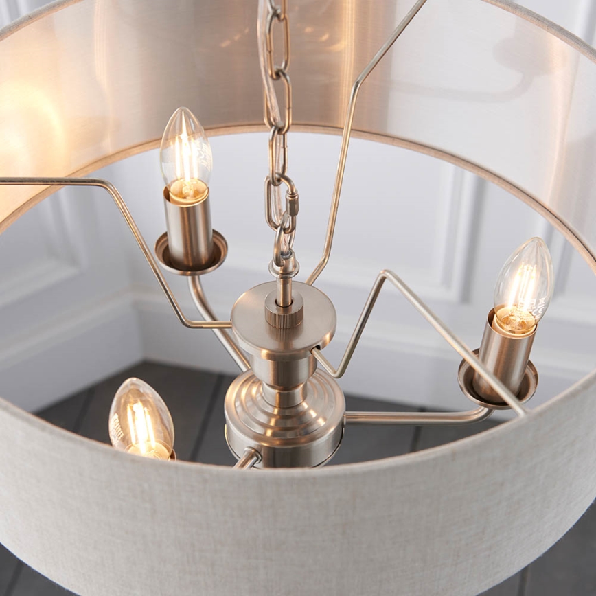 Endon 94361 - Suspension chaîne HIGHCLERE 3xE14/40W/230V beige/chrome mat