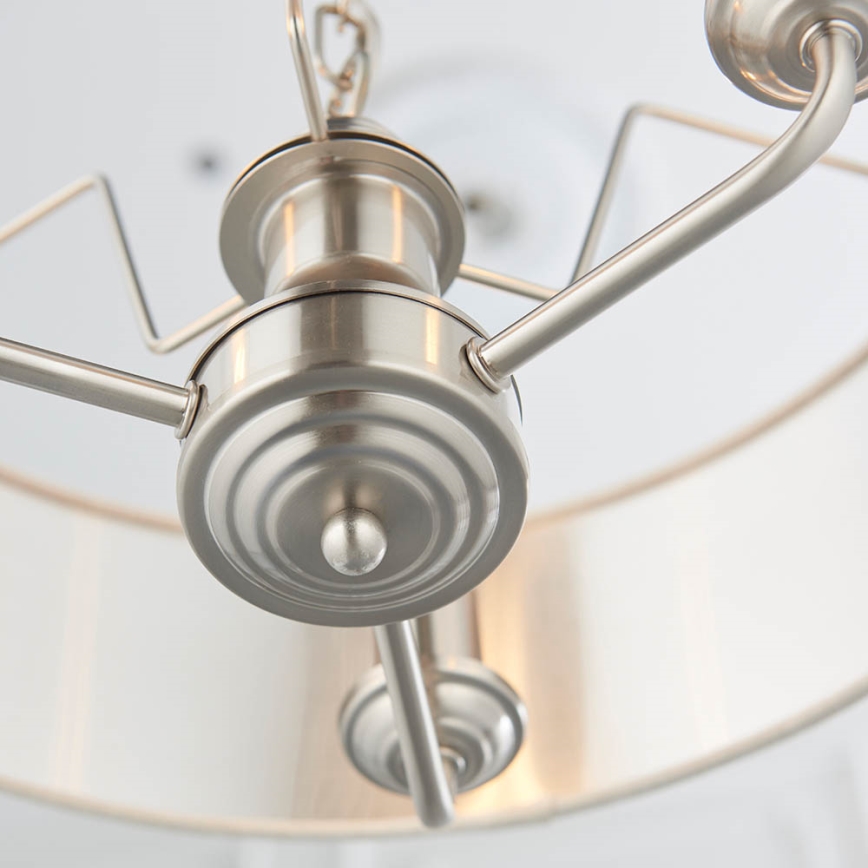 Endon 94361 - Suspension chaîne HIGHCLERE 3xE14/40W/230V beige/chrome mat