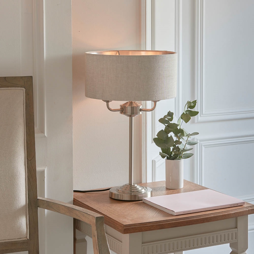 Endon 94369 - Lampe de table HIGHCLERE 3xE14/18W/230V beige/chrome mat