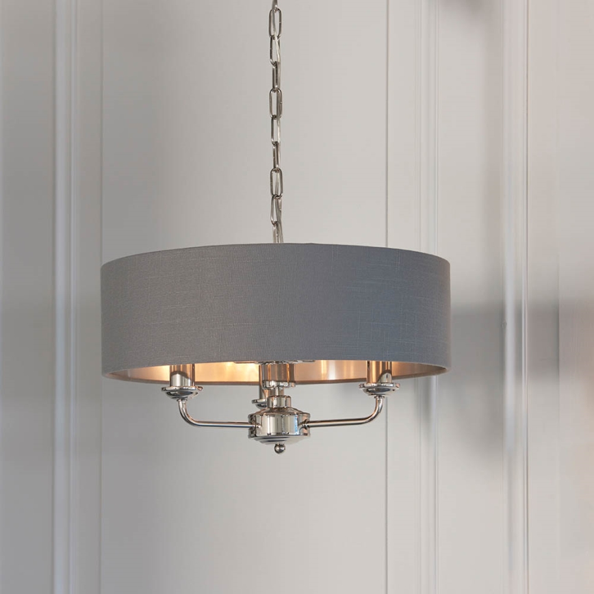 Endon 94377 - Suspension chaîne HIGHCLERE 3xE14/40W/230V gris/chrome brillant