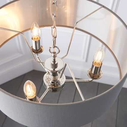 Endon 94377 - Suspension chaîne HIGHCLERE 3xE14/40W/230V gris/chrome brillant