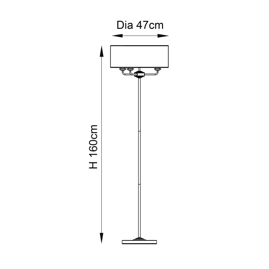 Endon 94378 - Lampadaire HIGHCLERE 1xE14/40W/230V gris/chrome brillant