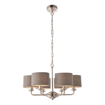 Endon 94381 - Suspension chaîne HIGHCLERE 6xE14/28W/230V gris/chrome brillant