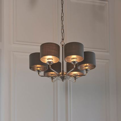 Endon 94381 - Suspension chaîne HIGHCLERE 6xE14/28W/230V gris/chrome brillant