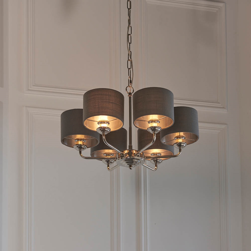 Endon 94381 - Suspension chaîne HIGHCLERE 6xE14/28W/230V gris/chrome brillant