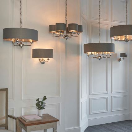 Endon 94381 - Suspension chaîne HIGHCLERE 6xE14/28W/230V gris/chrome brillant