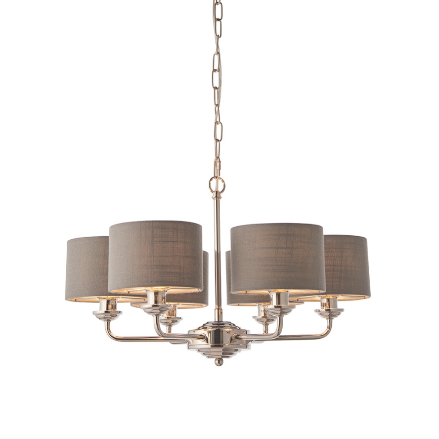 Endon 94381 - Suspension chaîne HIGHCLERE 6xE14/28W/230V gris/chrome brillant