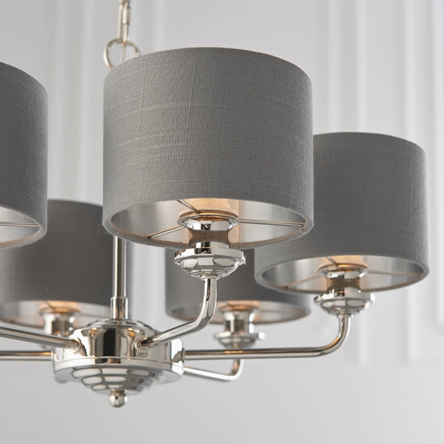 Endon 94381 - Suspension chaîne HIGHCLERE 6xE14/28W/230V gris/chrome brillant