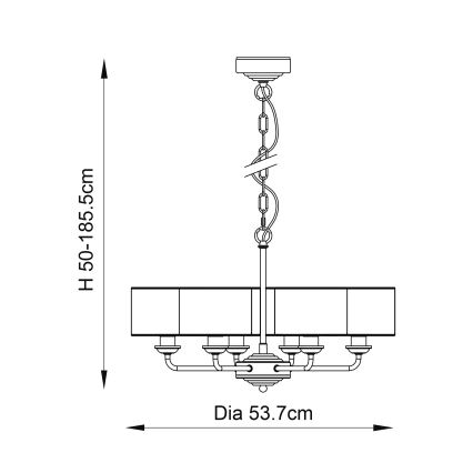 Endon 94381 - Suspension chaîne HIGHCLERE 6xE14/28W/230V gris/chrome brillant