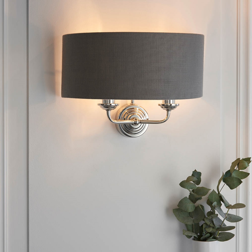 Endon 94406 - Applique murale HIGHCLERE 2xE14/40W/230V gris foncé/chrome brillant