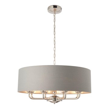 Endon 94415 - Suspension chaîne HIGHCLERE 8xE14/40W/230V gris/chrome brillant d. 70 cm