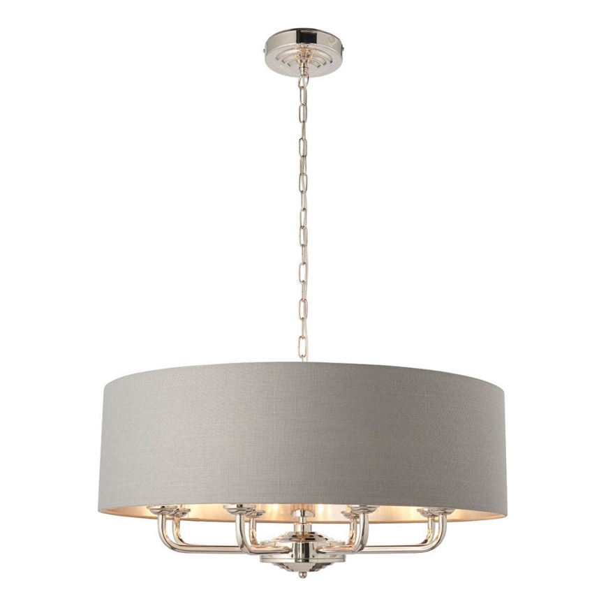 Endon 94415 - Suspension chaîne HIGHCLERE 8xE14/40W/230V gris/chrome brillant d. 70 cm