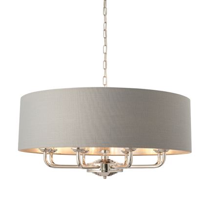 Endon 94415 - Suspension chaîne HIGHCLERE 8xE14/40W/230V gris/chrome brillant d. 70 cm