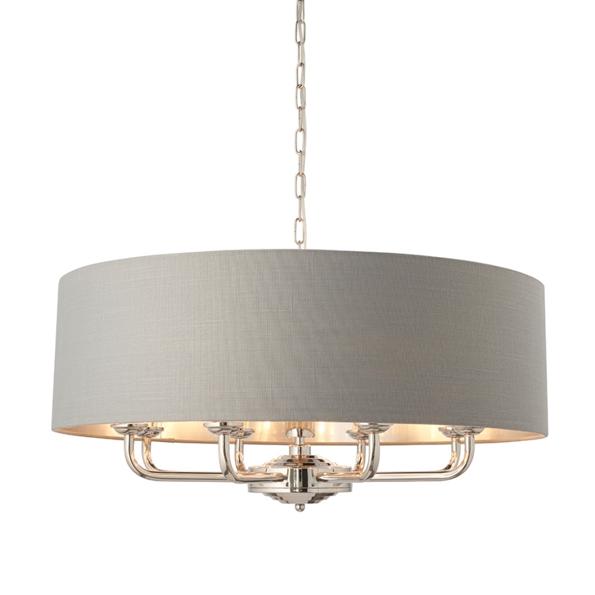 Endon 94415 - Suspension chaîne HIGHCLERE 8xE14/40W/230V gris/chrome brillant d. 70 cm