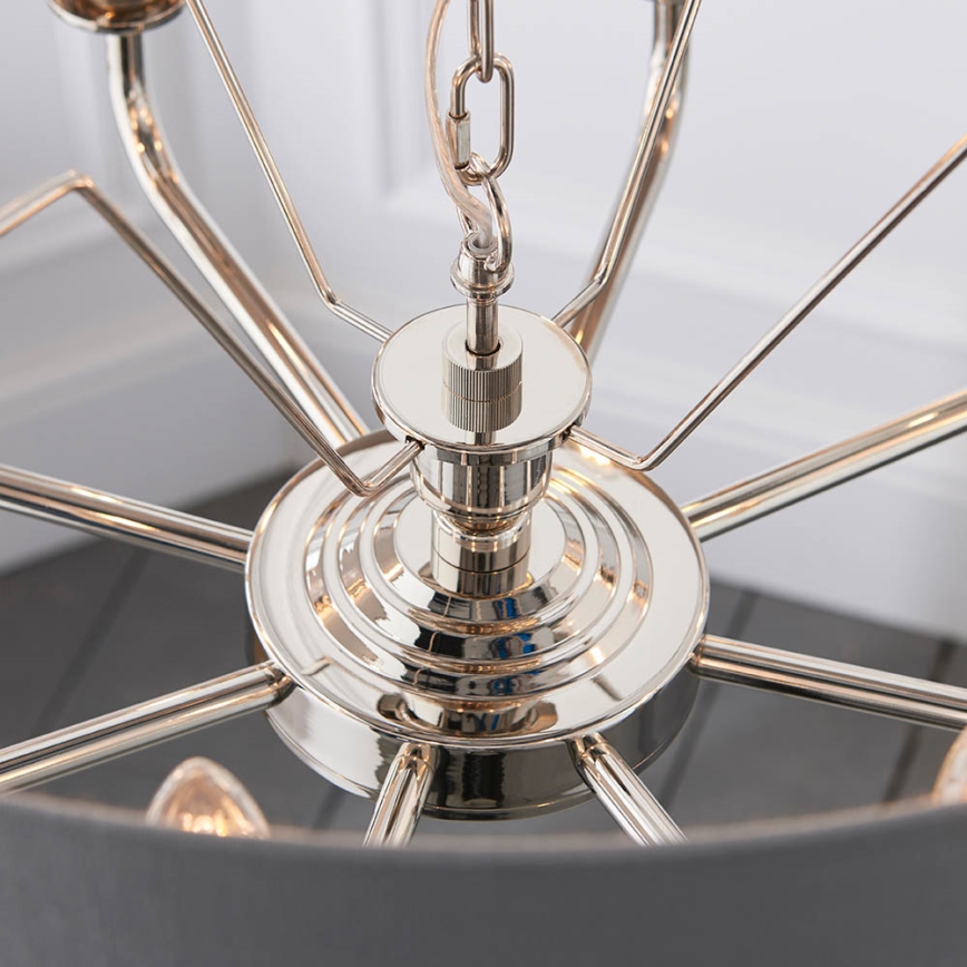 Endon 94415 - Suspension chaîne HIGHCLERE 8xE14/40W/230V gris/chrome brillant d. 70 cm