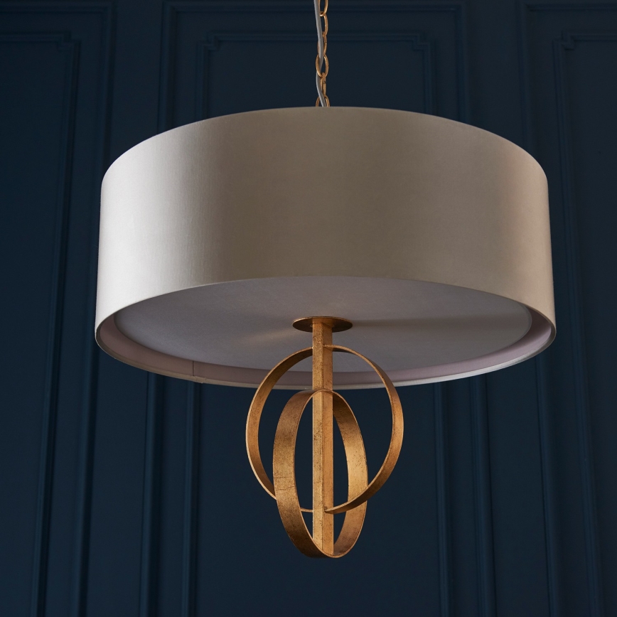 Endon 95212 - Suspension à chaîne 3xE27/10W/230V Ø 60 cm gris/laiton