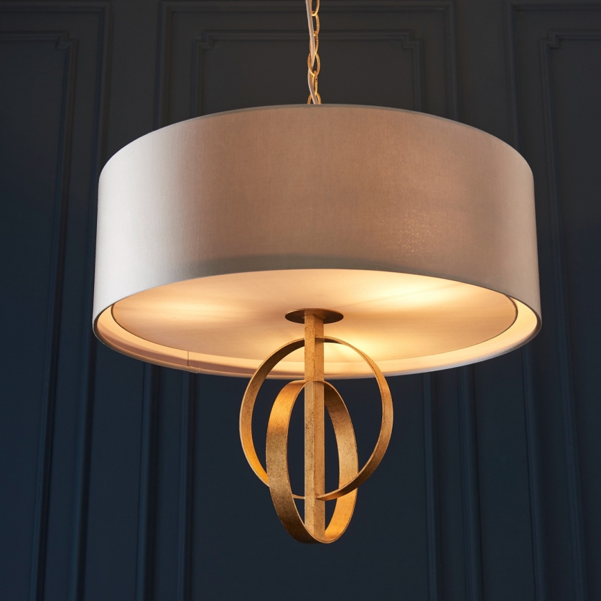 Endon 95212 - Suspension à chaîne 3xE27/10W/230V Ø 60 cm gris/laiton