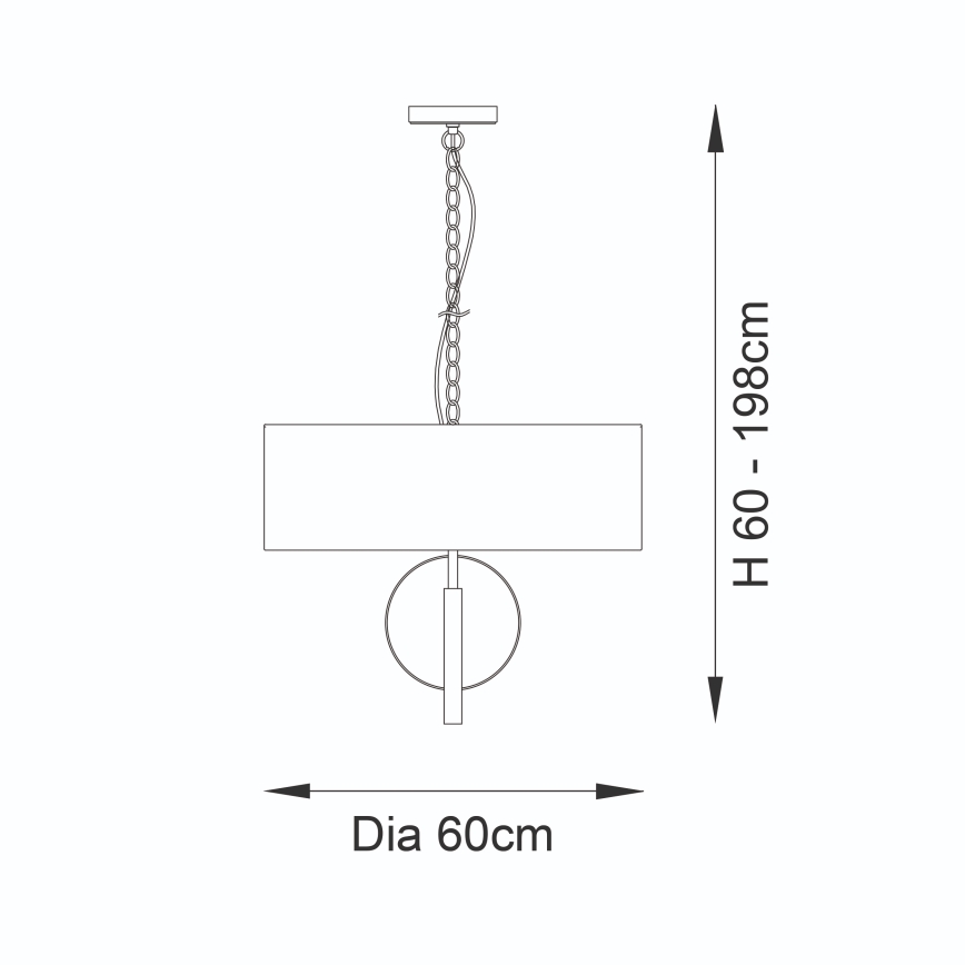 Endon 95212 - Suspension à chaîne 3xE27/10W/230V Ø 60 cm gris/laiton