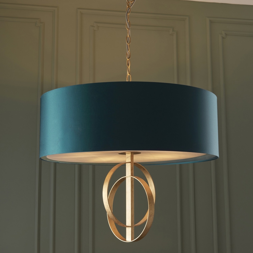 Endon 95219 - Lustre sur chaîne 5xE27/10W/230V Ø 70 cm bleu/laiton