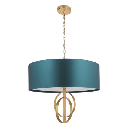 Endon 95219 - Lustre sur chaîne 5xE27/10W/230V Ø 70 cm bleu/laiton